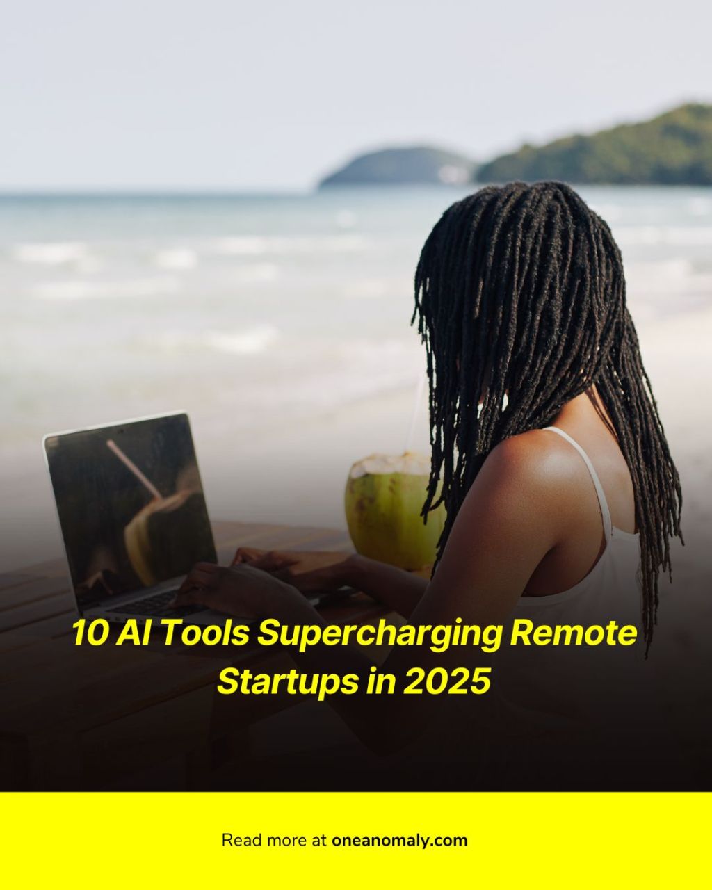 Black woman with locs on a beach working